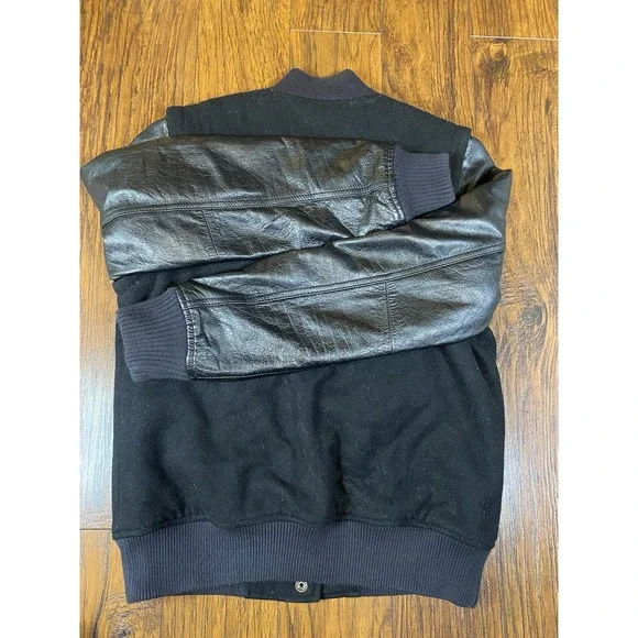 Nike Destroyer Varsity Jacket NSW Leather Sleeves Men's Medium Black Wool